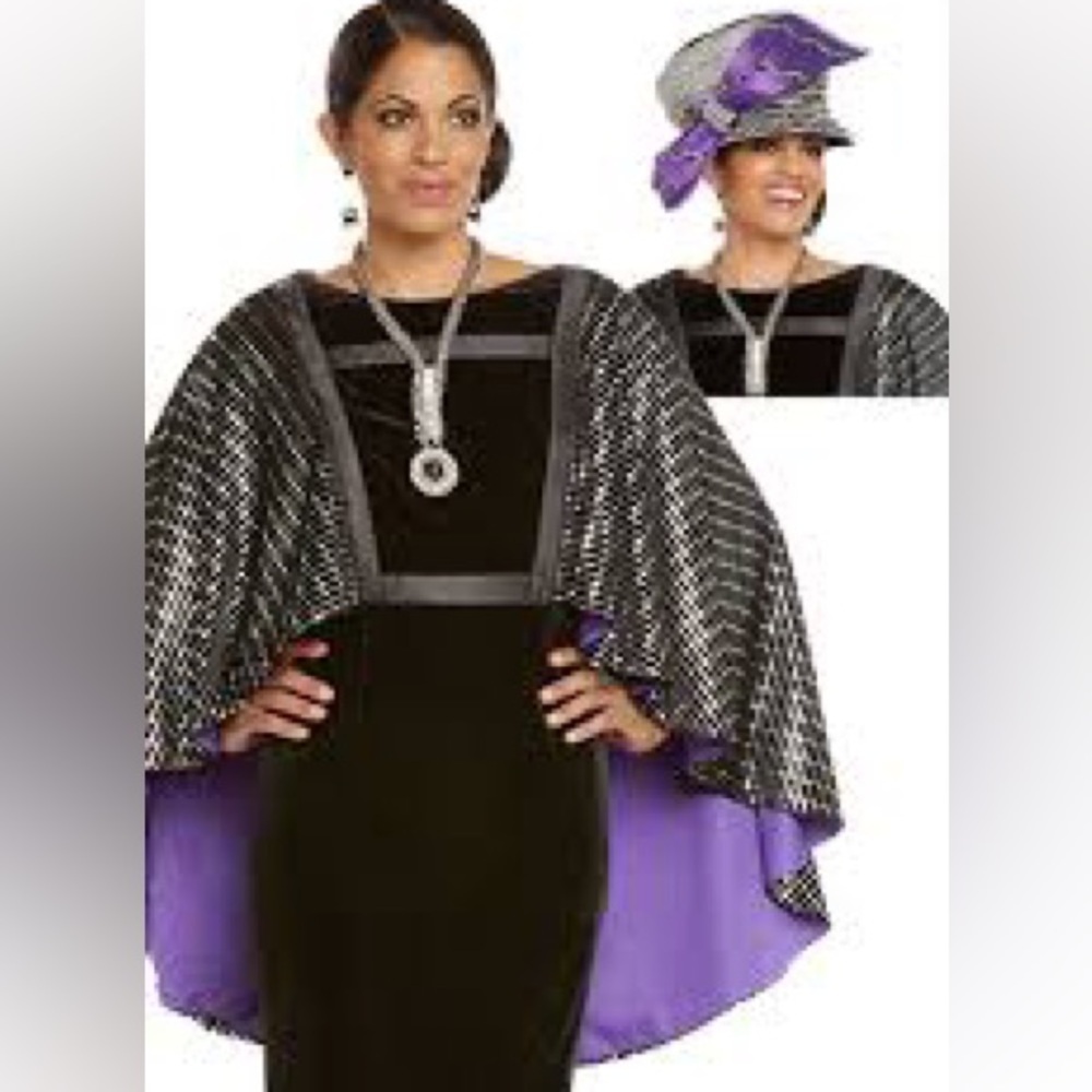 ✔️#4 Brand new with tags Donna Vinci Church Cognic Velvet sequin caped dress